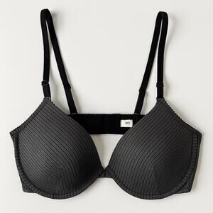 Diphia Black Ribbed Padded Underwire Bra 42D